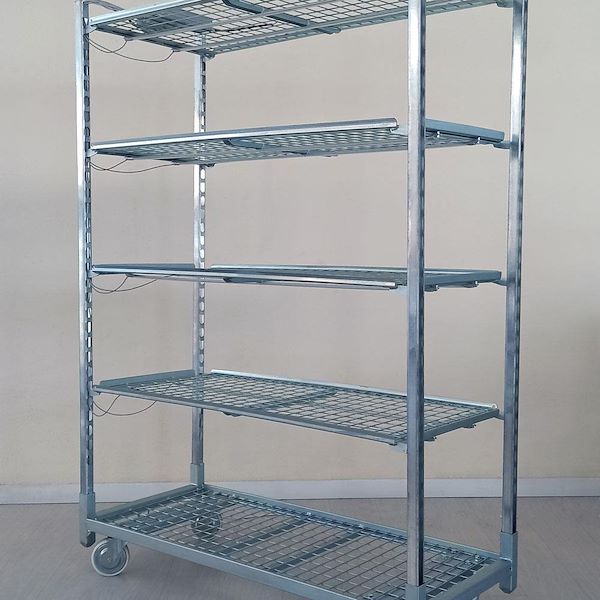 Wire-mesh trolley with LED lights kit for GERMINATION AND GRAFTING